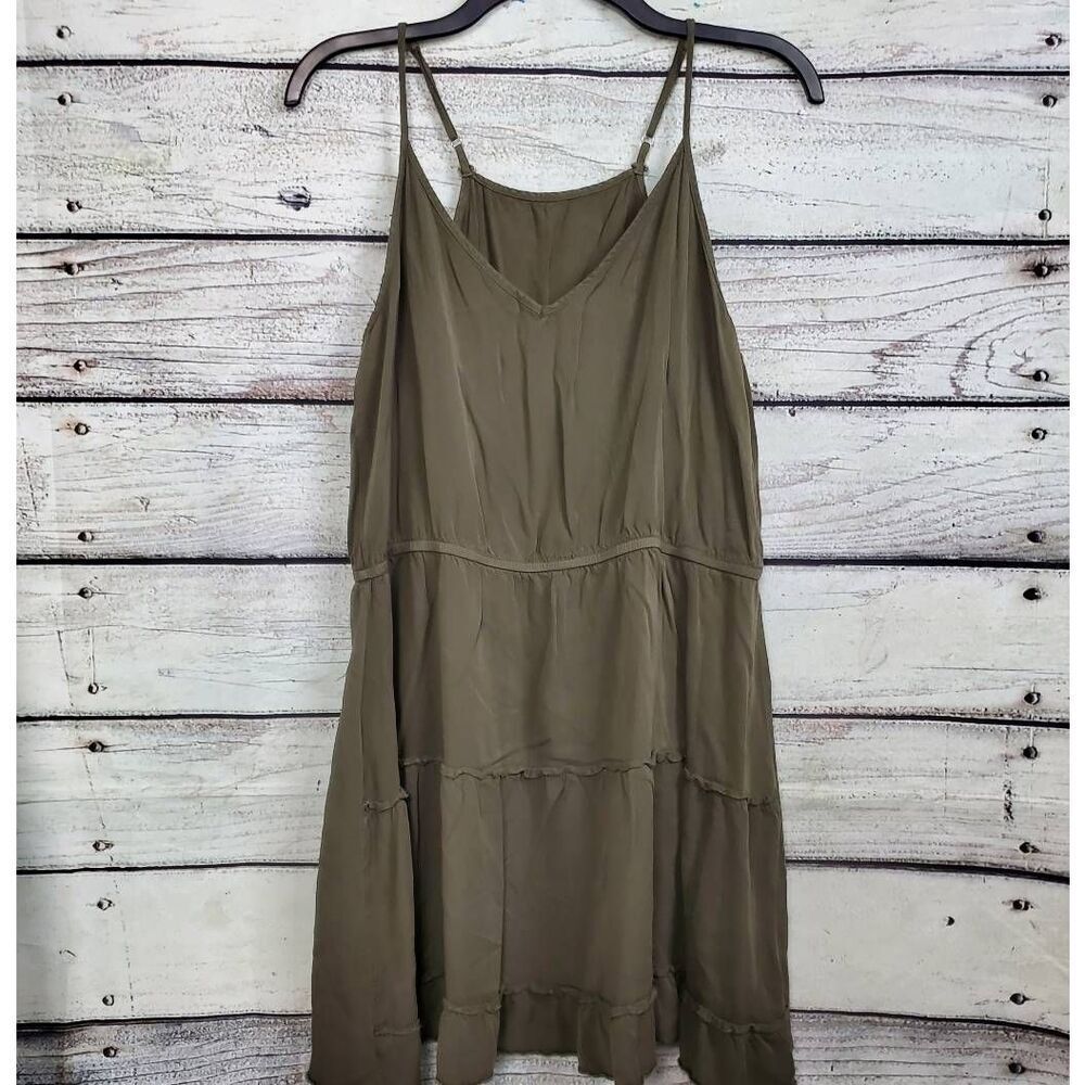 American Eagle Outfitters Olive Green Tiered Spaghetti Strap Tunic